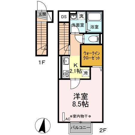 D-CLIMB(1K/2階)の間取り写真