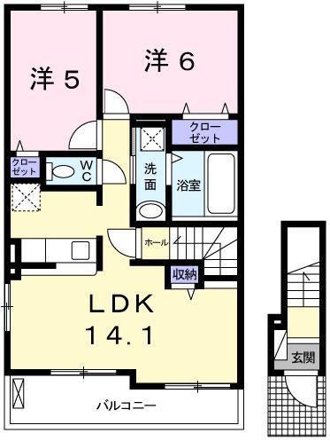 エアリーII(2LDK/2階)の間取り写真