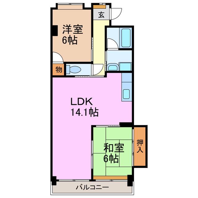 レジデンス山腰(2LDK/2階)の間取り写真