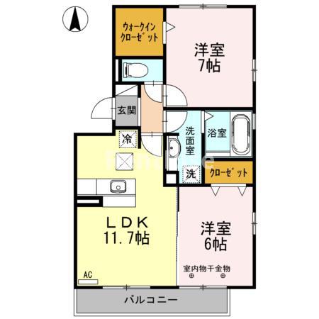 AQUA(2LDK/2階)の間取り写真