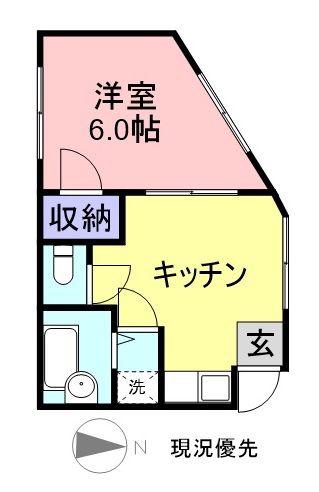 ブルートーンハイツ(1DK/2階)の間取り写真