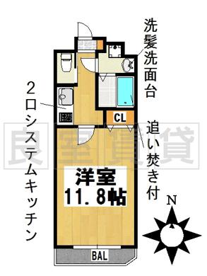 NAVI本山(1K/6階)の間取り写真