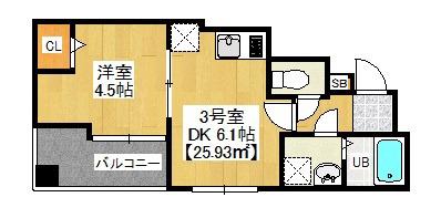 ガーデンコート稲毛(1DK/2階)の間取り写真
