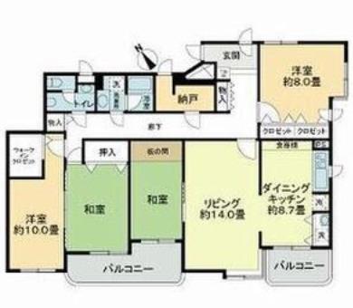 ライオンズマンション山の手第2(4LDK/5階)の間取り写真