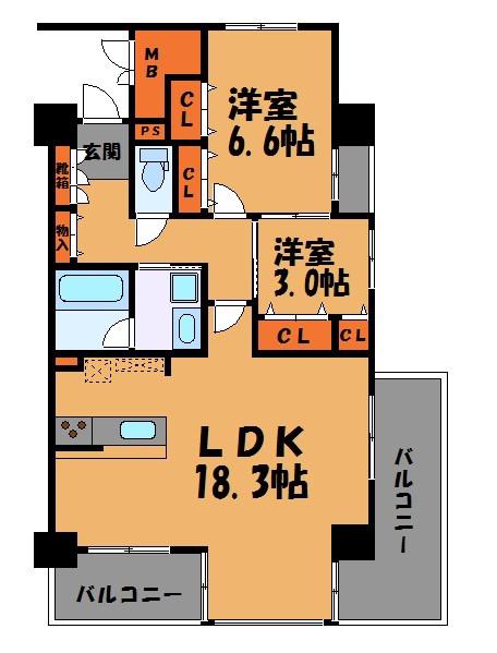天神プレイス イースト(1SLDK/13階)の間取り写真