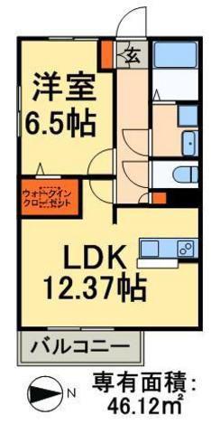 リッツハウスIII(1LDK/2階)の間取り写真