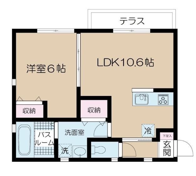 NSGATE勝ちどき(1LDK/1階)の間取り写真