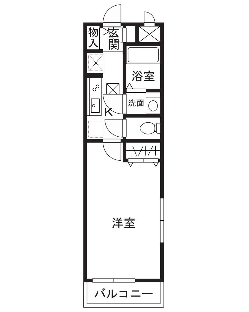 フォレストヒルズ宮崎台(1K/1階)の間取り写真