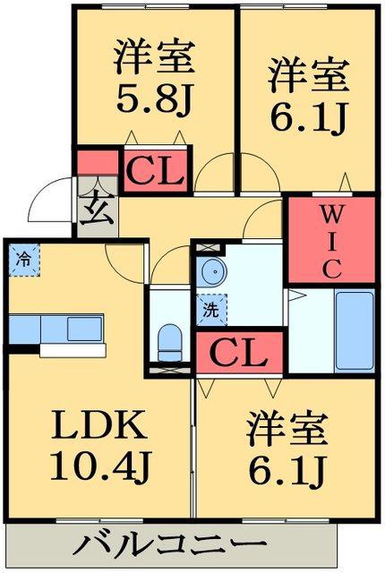グラマードマレⅦ B(3LDK/2階)の間取り写真