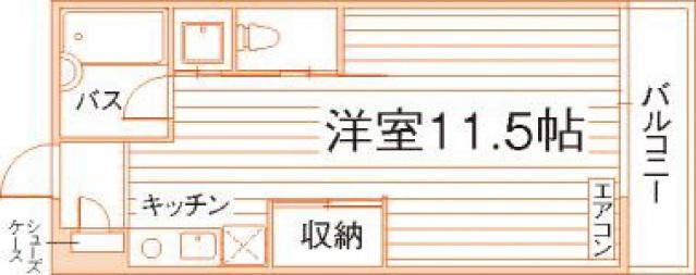 パーティアム津高(1DK/1階)の間取り写真