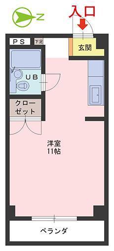 文6ホームズ(ワンルーム/1階)の間取り写真