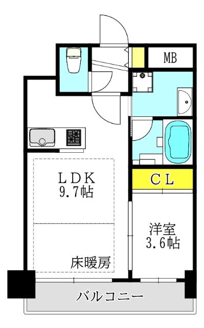 ノルデンタワー南森町アドバンス(1LDK/18階)の間取り写真