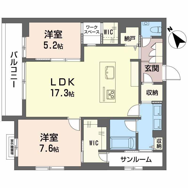 カルーレ金澤(2LDK/2階)の間取り写真