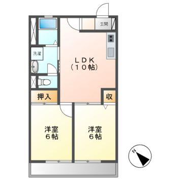レジデンス鶴(2LDK/1階)の間取り写真