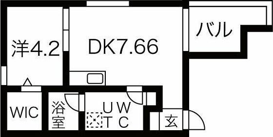PRECHER 道徳通(1DK/2階)の間取り写真