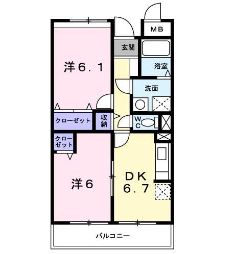 サニーグランデ(2DK/1階)の間取り写真