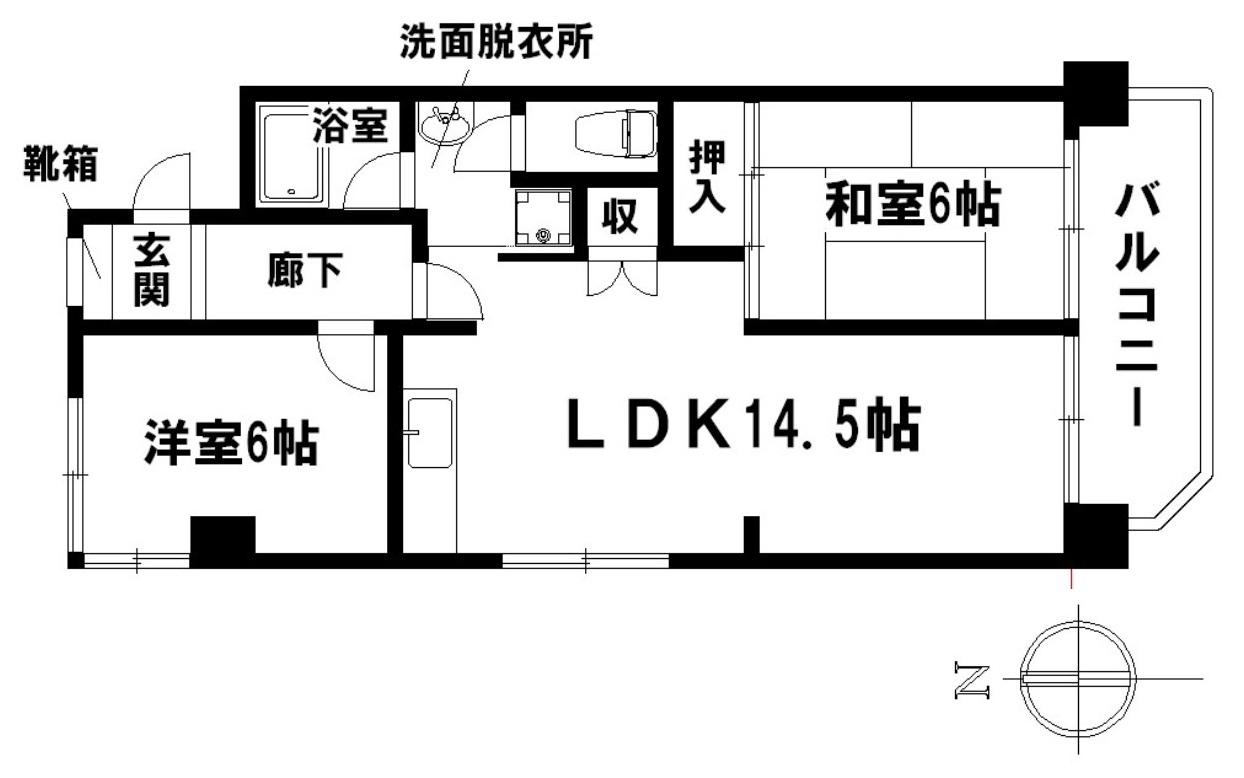 ビラ新瑞(2LDK/2階)の間取り写真