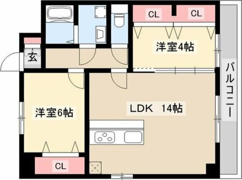 アヴニール・ヒラ(2LDK/1階)の間取り写真
