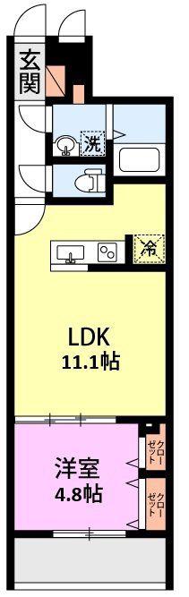 ミリアビタ夏見(1LDK/1階)の間取り写真