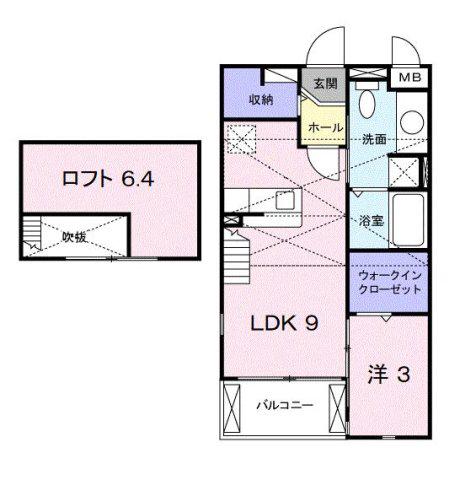 カーサ・スウィート(1LDK/2階)の間取り写真