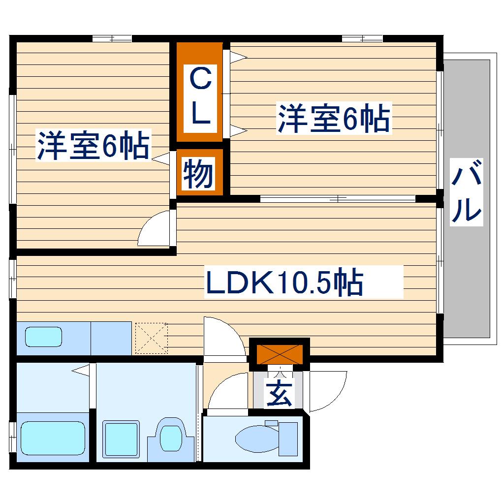 ハーモニー(2LDK/2階)の間取り写真