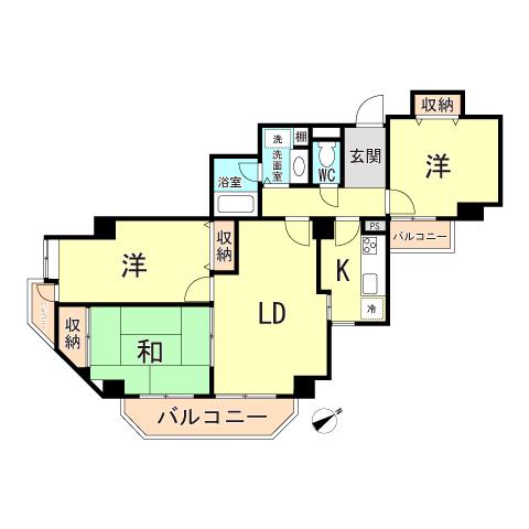パークノヴァ夙川(3LDK/1階)の間取り写真