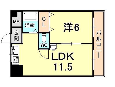 ラ・レジェール広瀬(1LDK/3階)の間取り写真
