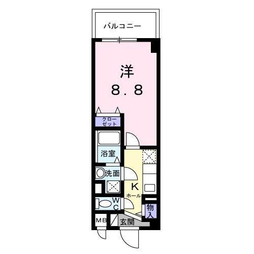 フロレゾン(1K/4階)の間取り写真