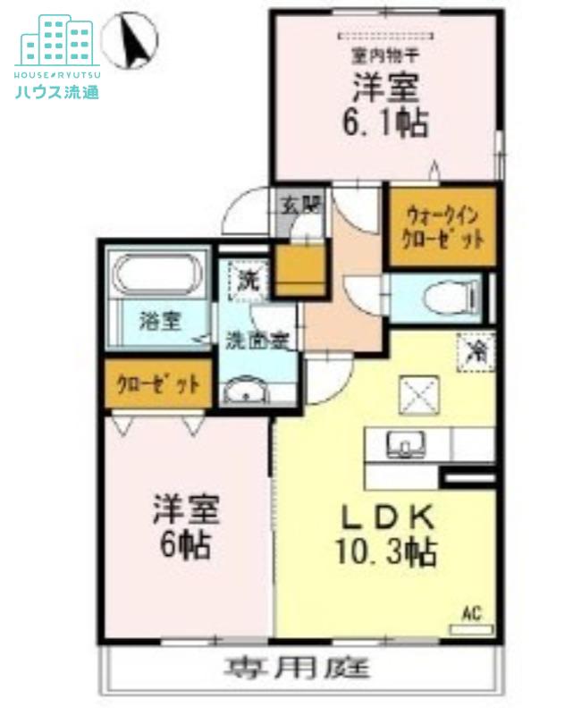 セジュールYAMAZAKI C(2LDK/1階)の間取り写真