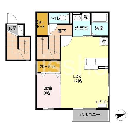 カーサ フェリーチェ(1LDK/2階)の間取り写真