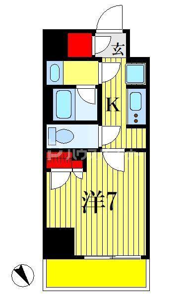 シエルブラン千葉駅前(1K/7階)の間取り写真