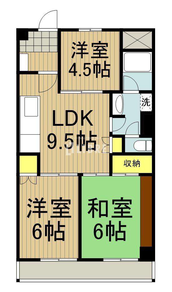第5荒田ビル(3LDK/4階)の間取り写真