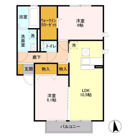 グラン・ジュテA(2LDK/1階)の間取り写真