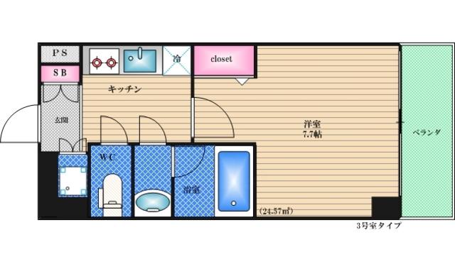 プランドール コート(1K/5階)の間取り写真