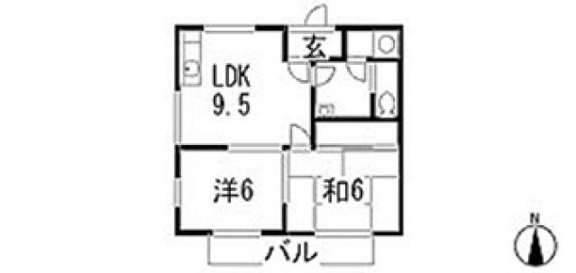 木村アパート(2DK/2階)の間取り写真