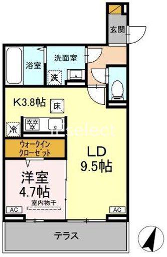 D-SOLACE末広4丁目(1LDK/1階)の間取り写真