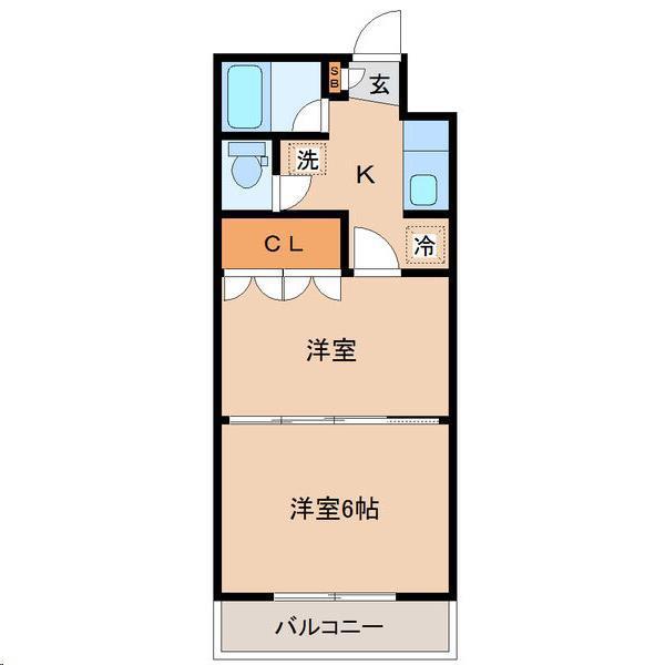 イーグルハイツ宮町(2K/1階)の間取り写真