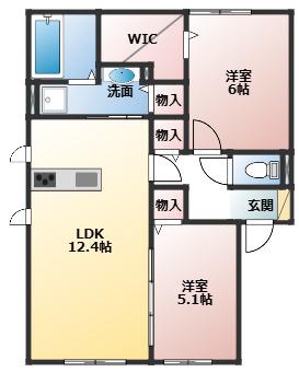 グレース青柳B(2LDK/1階)の間取り写真