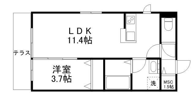 MAISON LUMIERE(1LDK/1階)の間取り写真
