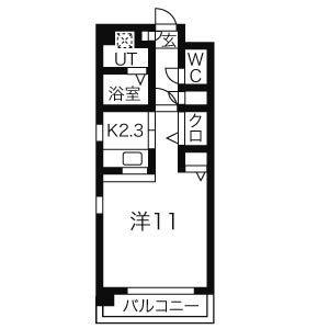 ウッドヒルズ(1K/4階)の間取り写真