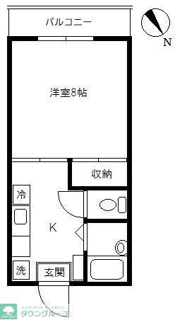 サンエミール(1K/2階)の間取り写真