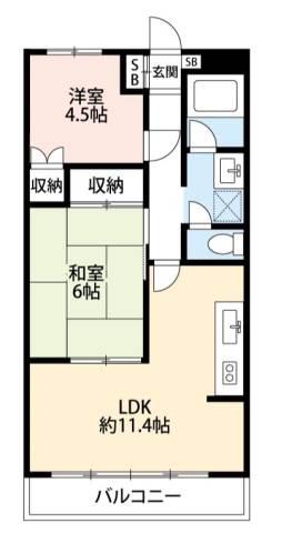 サンハイム(2LDK/2階)の間取り写真