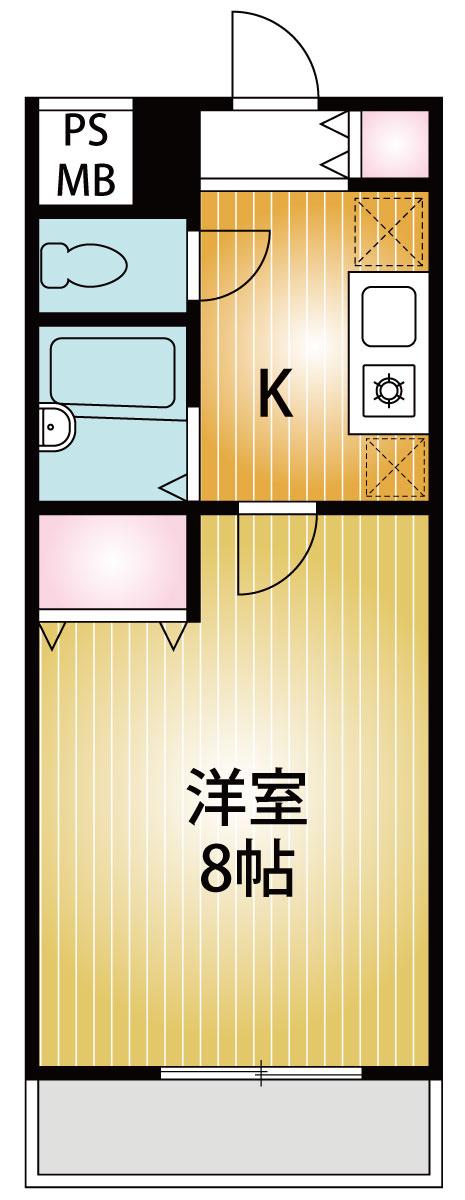 萩コーポ(1K/2階)の間取り写真