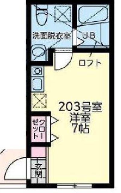 アンジュ津田山(1K/2階)の間取り写真