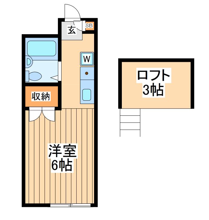オーク玉川学園(1K/1階)の間取り写真
