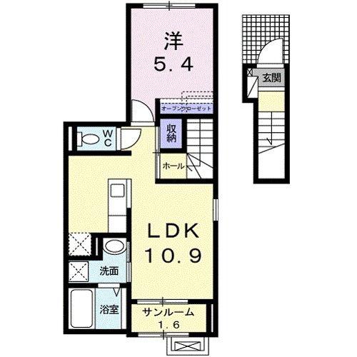 サンレーヴェ(1LDK/2階)の間取り写真