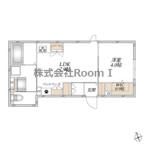 アンソレイエ・旭化成ヘーベルメゾンHE(1DK/1階)の間取り写真
