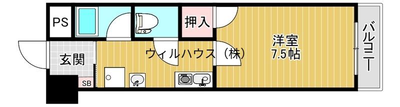 フォーレスト中百舌鳥(1K/3階)の間取り写真