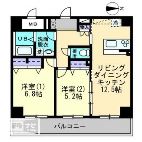 ル・マレNISHIKIMACHI(2LDK/7階)の間取り写真