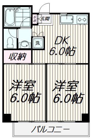 ベラアカシア(2DK/2階)の間取り写真